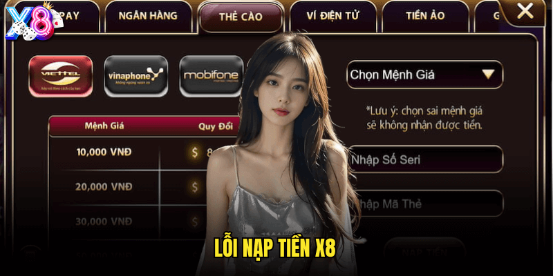Lỗi nạp tiền X8